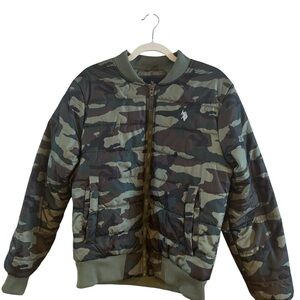 US Polo Assn Men’s Quilted Bomber Jacket Army Green Size‎ Small